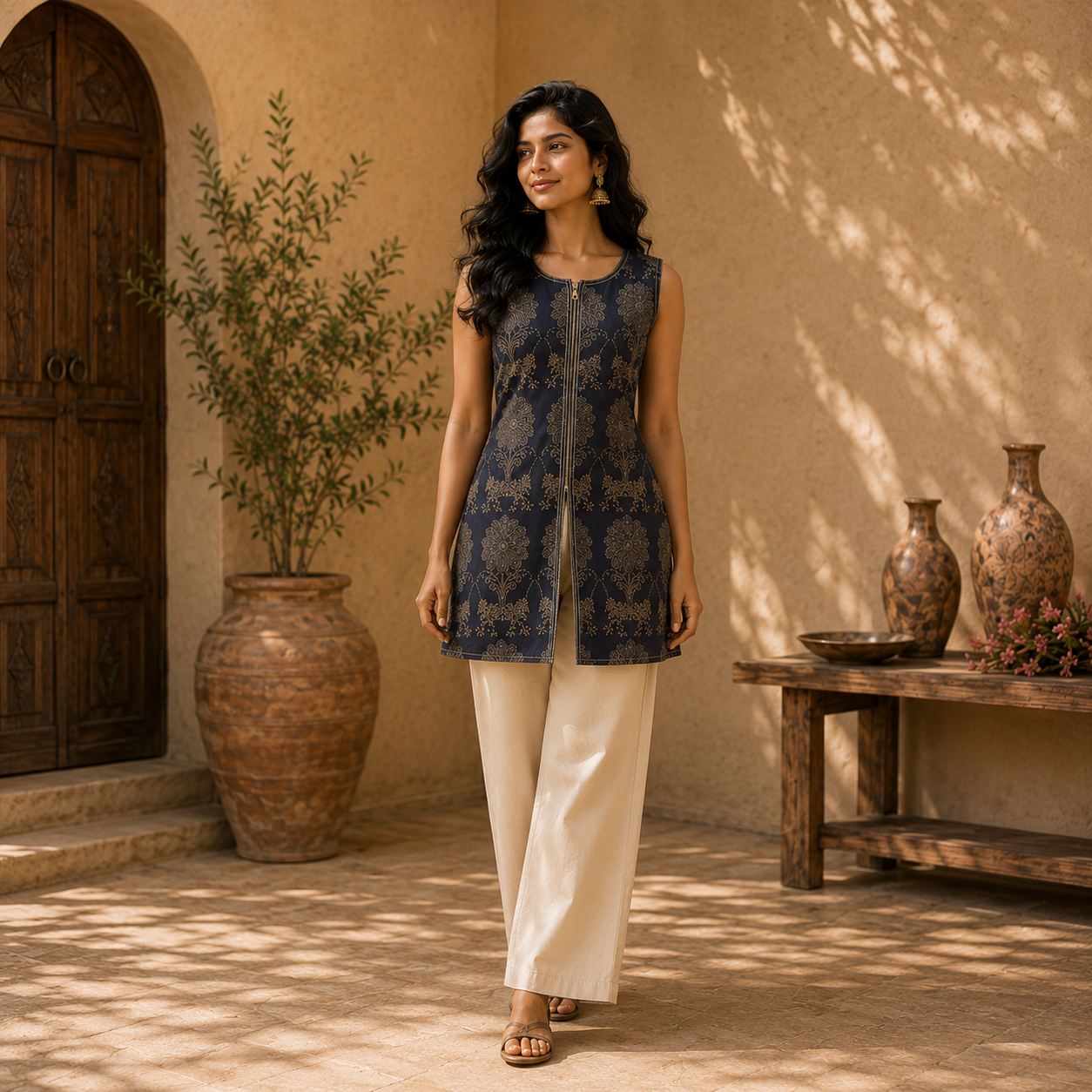 DISHA – Dual Zip Kurti Top