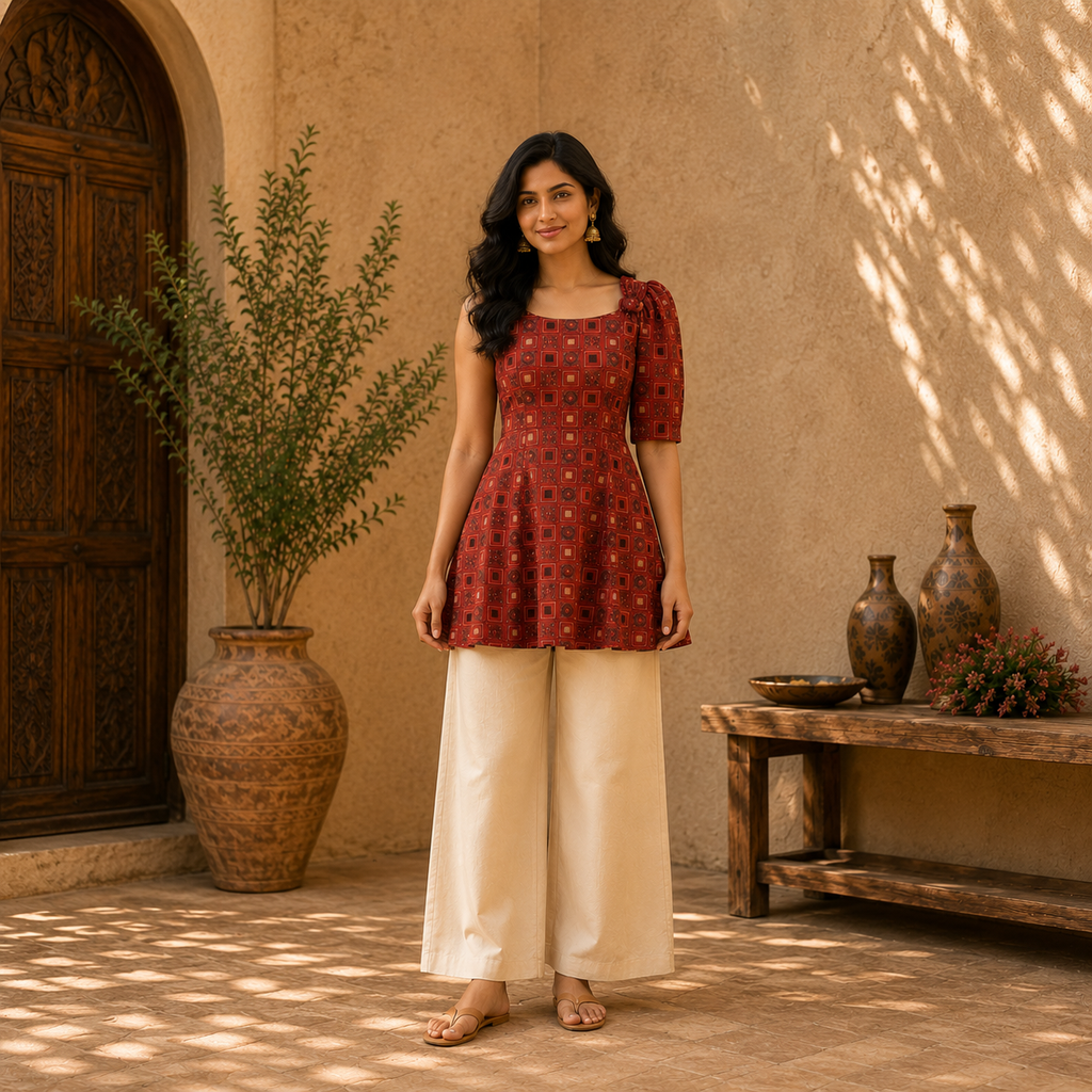 SINDOOR – Fit & Flare Kurti Top