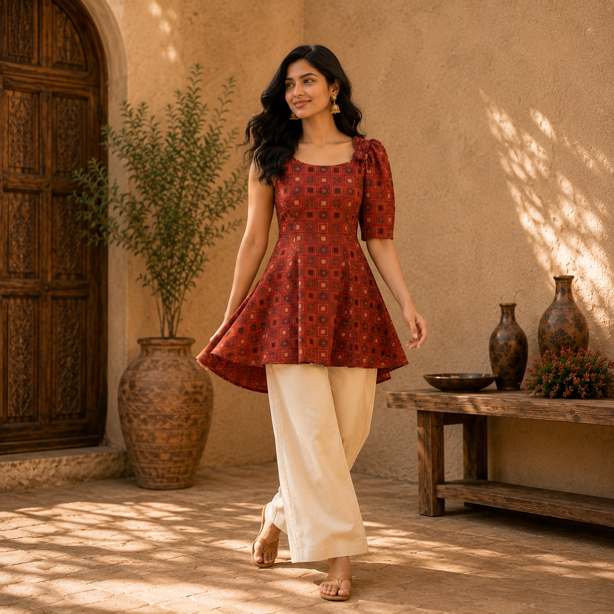 SINDOOR – Fit & Flare Kurti Top