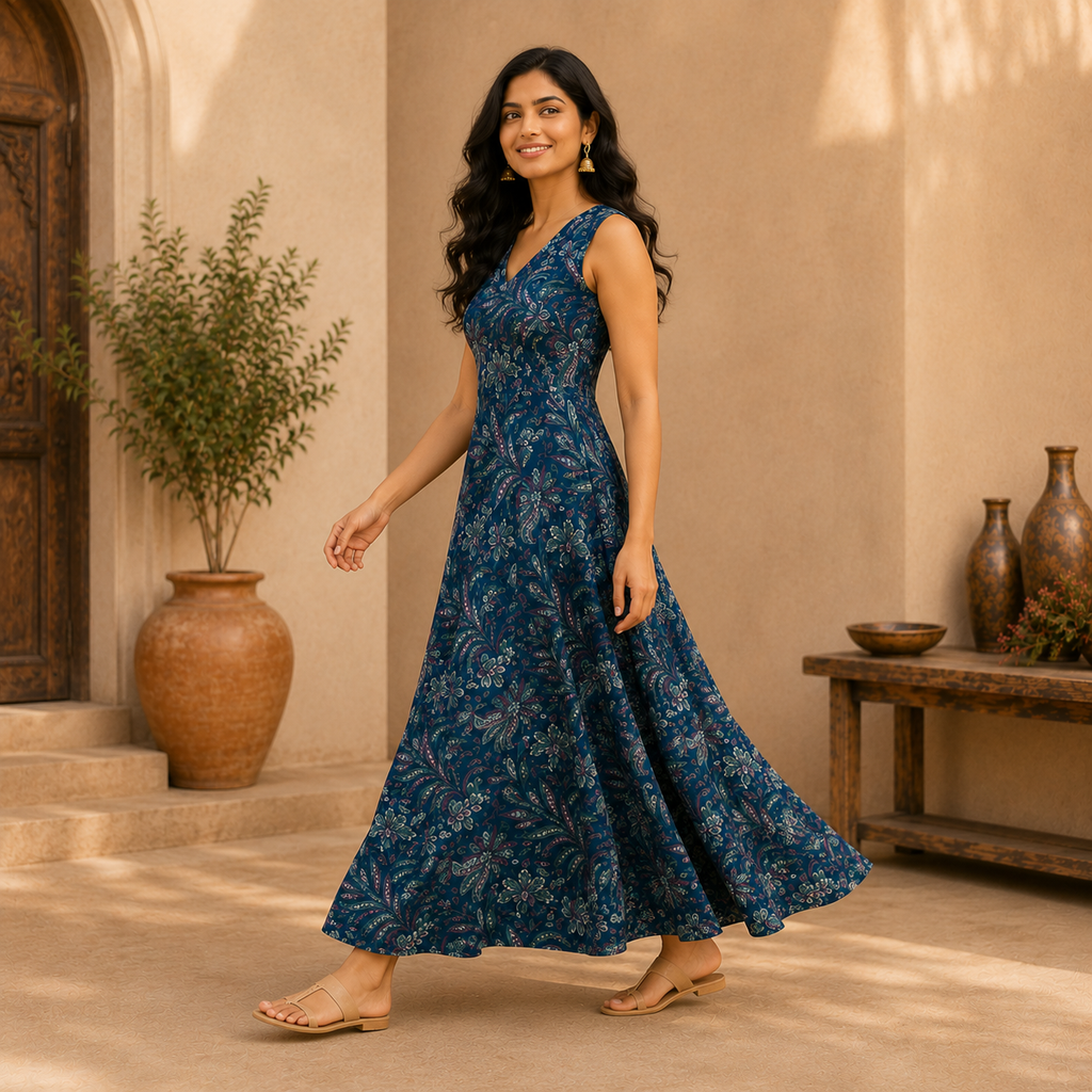 MUKTHI – Panelled A-Line Maxi Dress